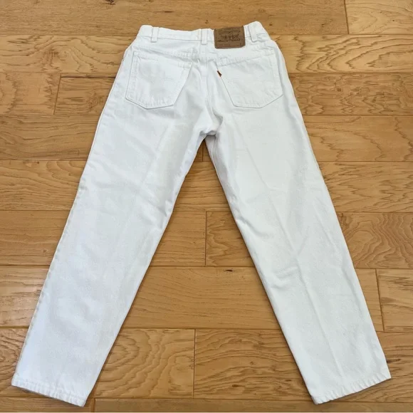 Vintage 90s Orange Tab Levi’s 950 Tapered Leg Jeans White Wash Size 8 - Picture 8 of 16